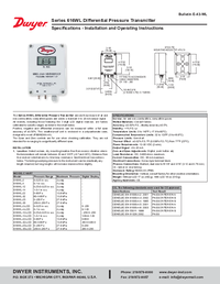 Thumbnail of document Manual - 616WL Differential Pressure Transmitter
